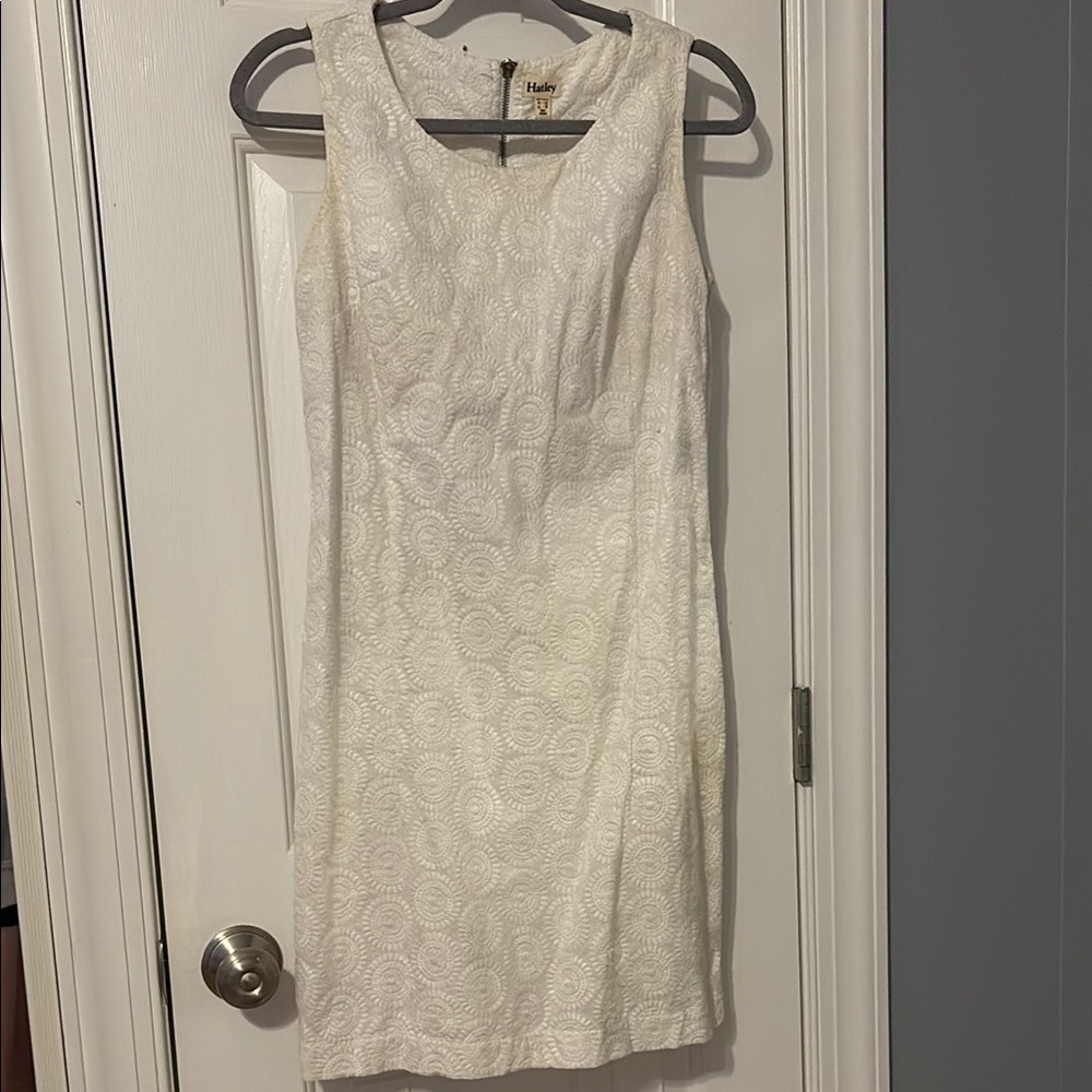 Hatley Cream Sheath Mini Dress Crew Neck Sleeveless